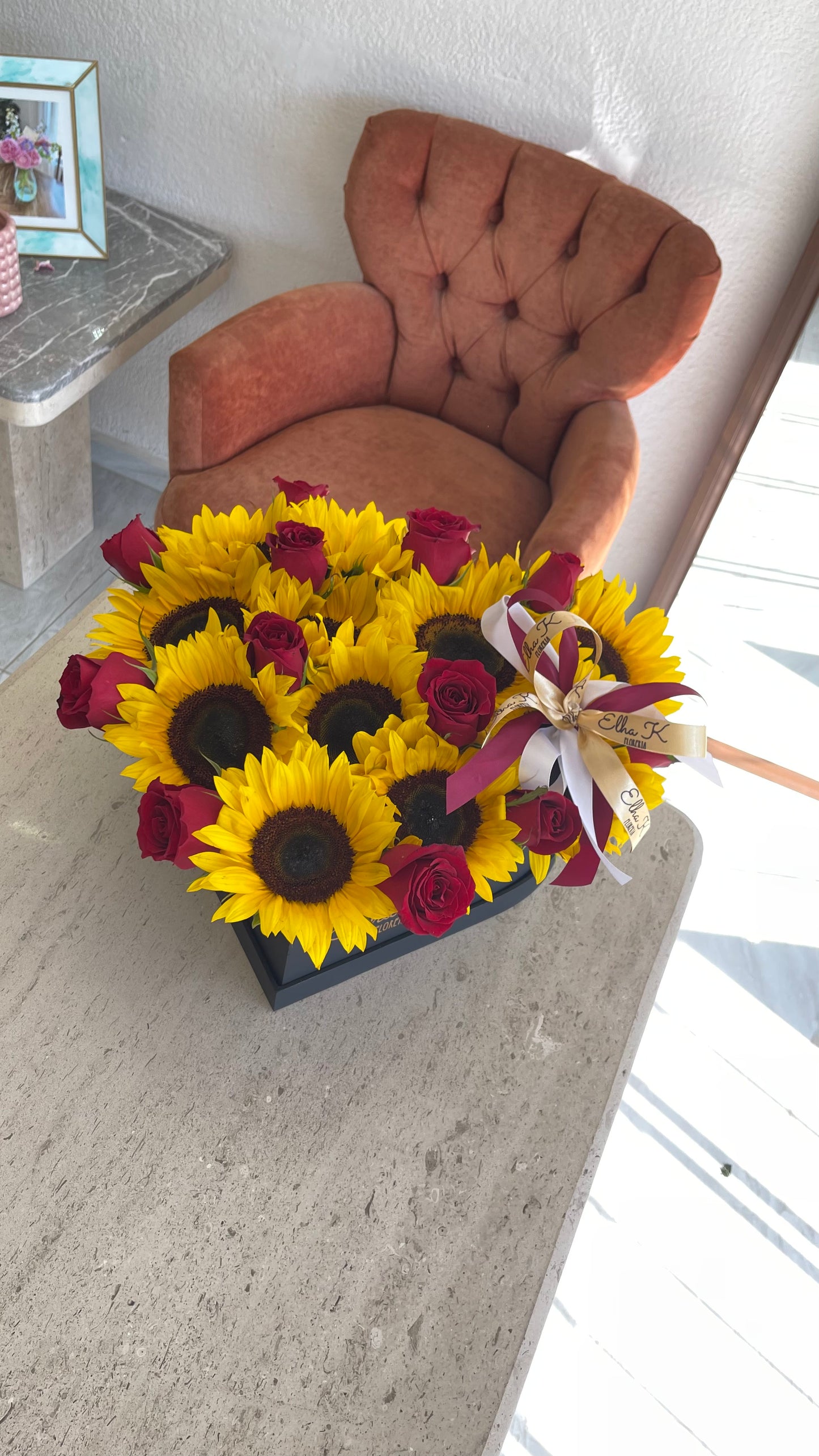 Caja corazon chico girasoles 12